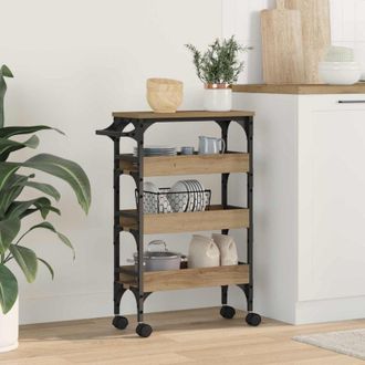 vidaXL vidaXL Carrello da Cucina Rovere artigianale 53 x 20 x 76 cm