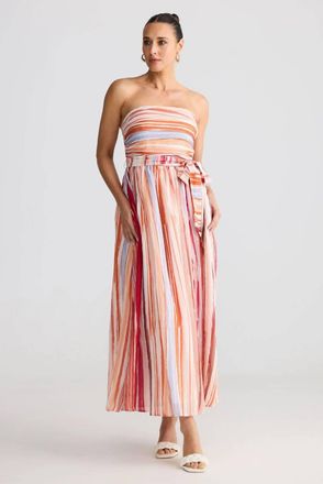 Brave & True Avalon Midi Dress In Painterly Stripe