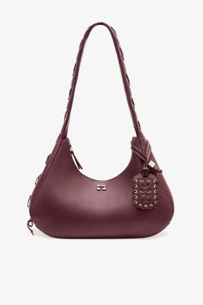 Ganni Burgundy Red Medium Laces Hobo Bag