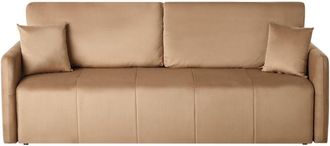 Beliani Sof&aacute; Moderno De 3 Plazas De Terciopelo Con Cojines Adicionales Y Funci&oacute;n Cama Marr&oacute;n Claro Egge