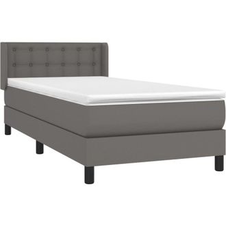 vidaXL Vidaxl - Cama Box Spring Con Colch&oacute;n Cuero Sint&eacute;tico Gris 90x200 Cm