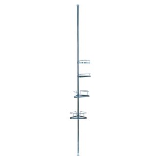MSV Estante De Ducha De Esquina Autoportante Telesc&oacute;pico De Acero Cromado 145-250 Cm - Sin Taladrar - 4 Estantes Msv