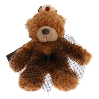 Dolce & Gabbana Accessoires, Dames, Bruin, ONE Size, Polyester, Teddybeer Gouden Kristallen Kroon Haarband