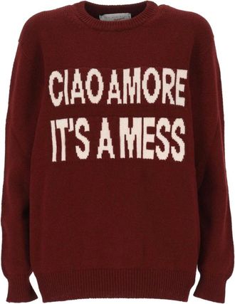 Giada Benincasa Stijlvolle Sweaters Collectie - Dames - Ronde hals truien - Bruin - M - Truien & Vesten