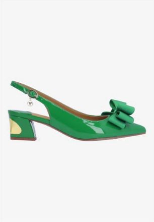 J. Rene&eacute; Womens Kimma Sling Back Pumps In Green Patent/grosgrain