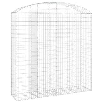 Berkfield Home Arched Gabion Basket 200x50x200/220 cm Galvanised Iron in Silver
