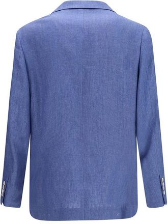 Brunello Cucinelli Mens Blue Linen Full-Length Jacket Clothing