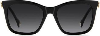 Carolina Herrera Her 55mm Gradient Rectangular Sunglasses in Black/Dark Grey Sf at Nordstrom
