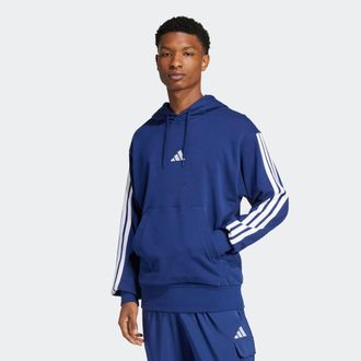 adidas Kapuzensweatshirt ADIDAS SPORTSWEAR M 3S FT HD, Herren, Gr. L, blau (dunkelblau, wei&szlig;), Obermaterial: 55% Baumwolle, 36% Polyester, 9% Viskose, Sweats