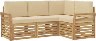 vidaXL Conjunto De Sof&aacute;s De Exterior 4 Uds. Y Beige Poli&eacute;ster Vidaxl