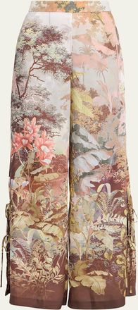 Kobi Halperin Helena Wide-Leg Botanical-Print Pants
