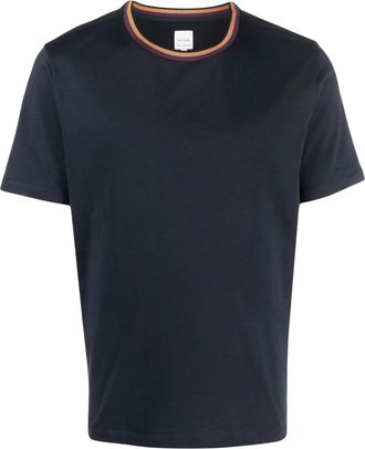 Paul Smith Black Artist Stripe Collar Cotton T-Shirt