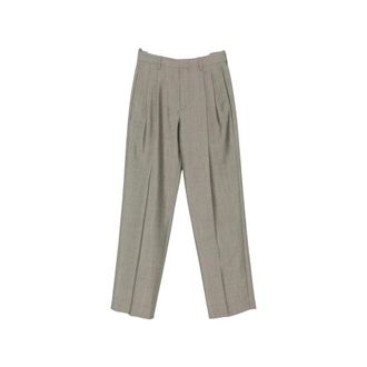 Victoria Beckham Pantalon - Dames - Wijde Broeken - Grijs - M - Leer - Broeken