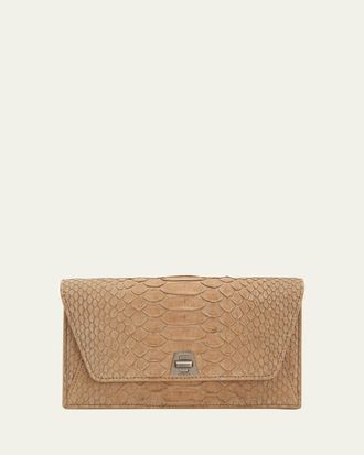 Akris Anouk Snakeskin Suede Envelope Clutch Bag