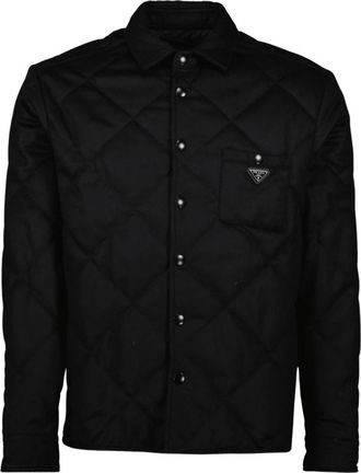 Prada Gewatteerd Overhemdjack - Heren - Zomerjassen - Zwart - L - Wol - Jassen