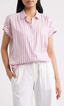 Beach Lunch Lounge Darby Short Sleeve Button-Up Shirt in Rose Bonbon at Nordstrom, Size X-Small