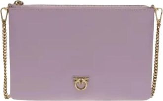 Pinko Pinko - Platte Crossbody Tas - Dames - Tassen - Paars - Maat: ONE Size Zijde