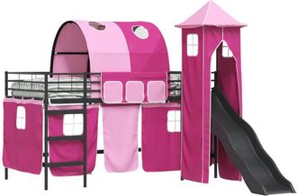 vidaXL Estructura De Litera Para Ni&ntilde;os Negro Y Rosa 79,5 X 200 Cm Vidaxl