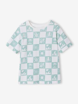 Vertbaudet T-Shirt Jungen Obstprint mit Recycling-Baumwolle aqua