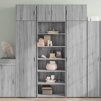 vidaXL Highboard Grey Sonoma 70x41x185 cm Engineered Wood vidaXL