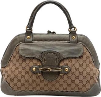 Gucci Pre-owned Vintage Canvas Handtas - Dames - Vintage Handtas - Beige - ONE Size - Leer - Vintage
