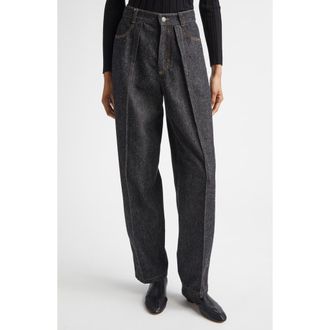 Nackiy&eacute; Borrowed High Waist Dark Denim Barrel Leg Pants in Indigo Raw at Nordstrom, Size 10 Us