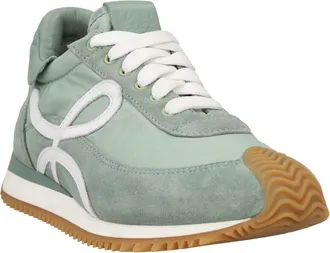 Loewe Flow Runner in Suede & Nylon Light Green Low Top Trainers Size 37