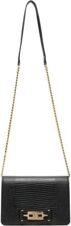 Elisabetta Franchi Lizard-Effect Chain-Strap Cross Body Bag - Dames - Schoudertassen - Zwart - ONE Size - Leer - Tassen