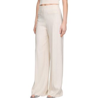 Sandro Striped trousers in Ecru /Silver at Nordstrom, Size 36 Eu