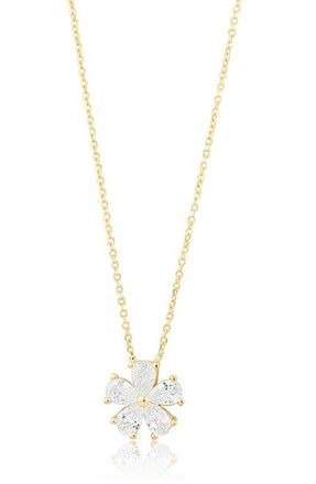 SHYMI Cubic Zirconia Flower Pendant Necklace in Gold at Nordstrom
