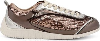 Pinko Reby 10 Mirror Fabric Sneakers With Sequins-Donna
