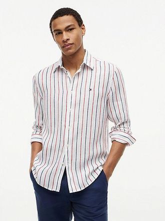 Tommy Hilfiger Regular Fit Textured Stripe Pure Linen Shirt