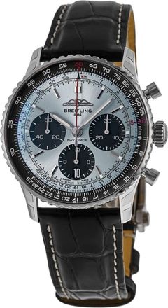 Breitling Navitimer B01 Chronograph 41 Ice Blue Dial Leather Strap Mens Watch AB0139241C2P1