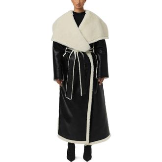 Naked Wardrobe Reversible Faux Shearling Jacket in Black at Nordstrom, Size X-Small