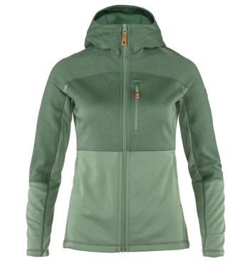 Fj&auml;llr&auml;ven Womens Abisko Trail Fleece Hooded Sweater In Green