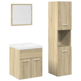 Berkfield Home 4 Piece Bathroom Furniture Set Sonoma Oak Engineered Wood in Brown