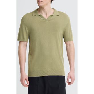 Casual Friday Johnny Collar Cotton Polo in Mermaid at Nordstrom, Size X-Large