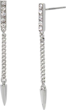 AllSaints Crystal Linear Drop Earrings in Rhodium at Nordstrom