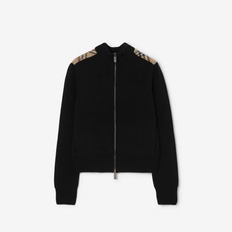 Burberry Check Patch Wool Cashmere Cardigan