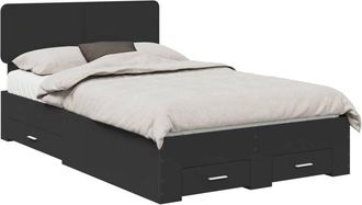 vidaXL Estructura De Cama Negro 135 X 190 Cm Madera De Ingenier&iacute;a Vidaxl