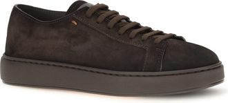 Santoni Mens Suede Sneakers Dark Brown