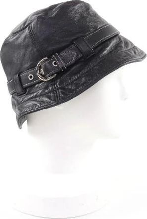 Coach Pre-owned Sheepskin Hat - Dames - Vintage Accessoires - Zwart - ONE Size - Leer - Vintage