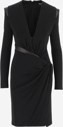Versace Black Long-sleeved Gathered Dress