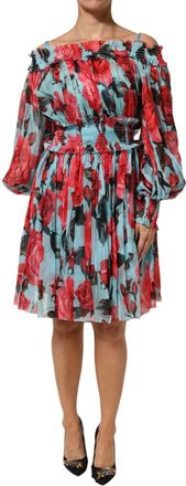 Dolce & Gabbana Multicolor Romantic Floral Silk Chiffon Womens Dress