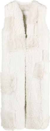 Chlo&eacute; patchwork shearling gilet - women - Sheep Skin/Shearling - 38 - White