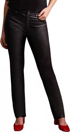 Tribal Coated Straight Leg Pants In Black