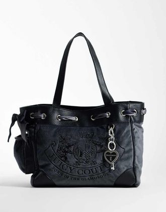 Juicy Couture Daydreamer borsa a spalla grande con doppio manico con logo grigia-Grigio