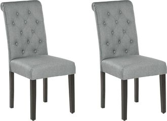 Beliani Set of 2 Dining Chairs VELVA Fabric Grey