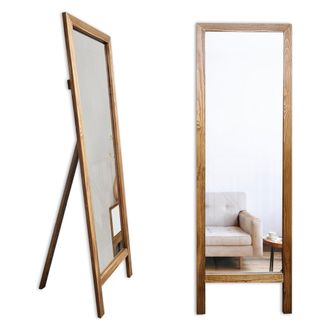Dmora Espejo Crea, Forma Rectangular, Tipo De Suelo, Estructura Transparente, 45x145h Cm Color Nogal Marr&oacute;n