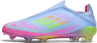 Generic Mens Teenagers Breathable Football Shoes for Field Training, Spikes -- Blue Pink, 6.5 UK